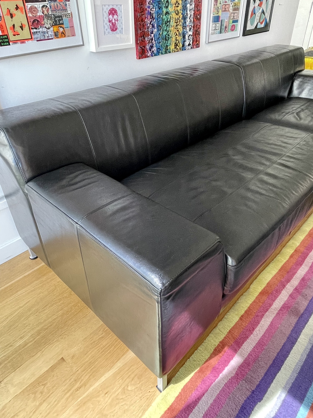Vintage minimal black leather Couch - photo 4