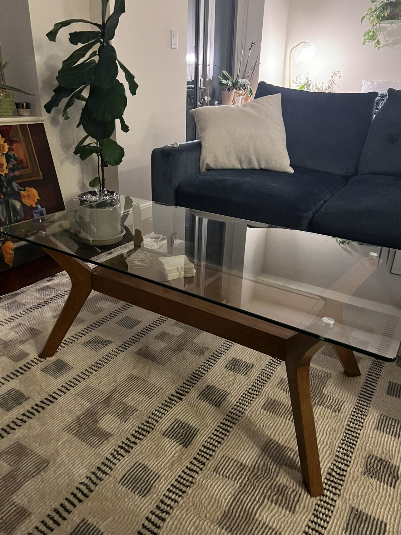 Wood and glass coffee table