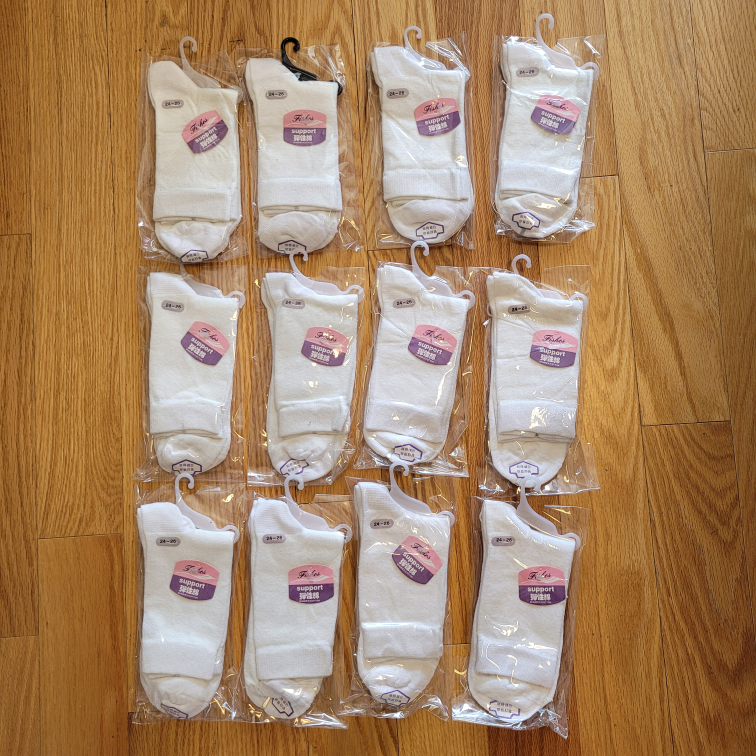Lot Of 12 Brand New White Cotton Socks  Size: 5 to 9 thumbnail