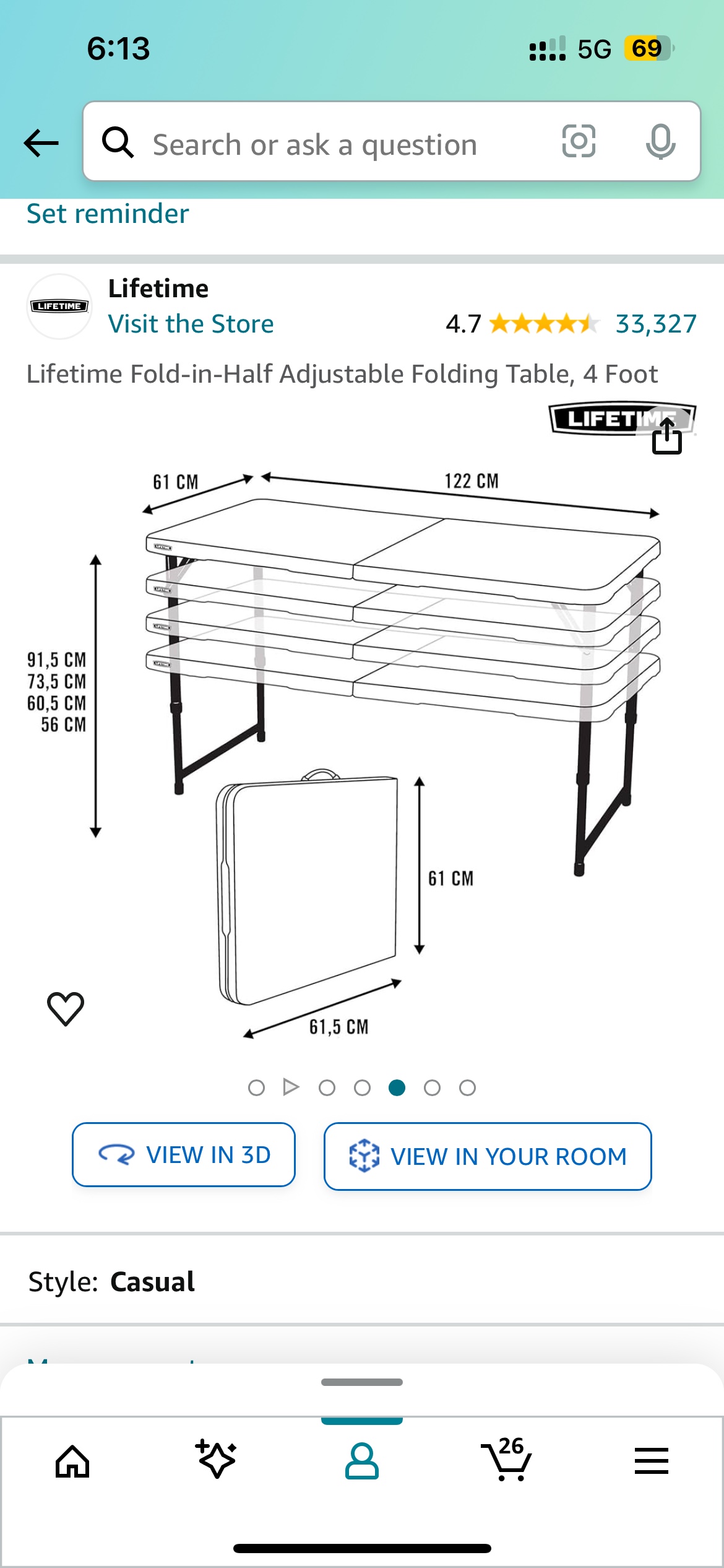 Adjusting foldable table - photo 2