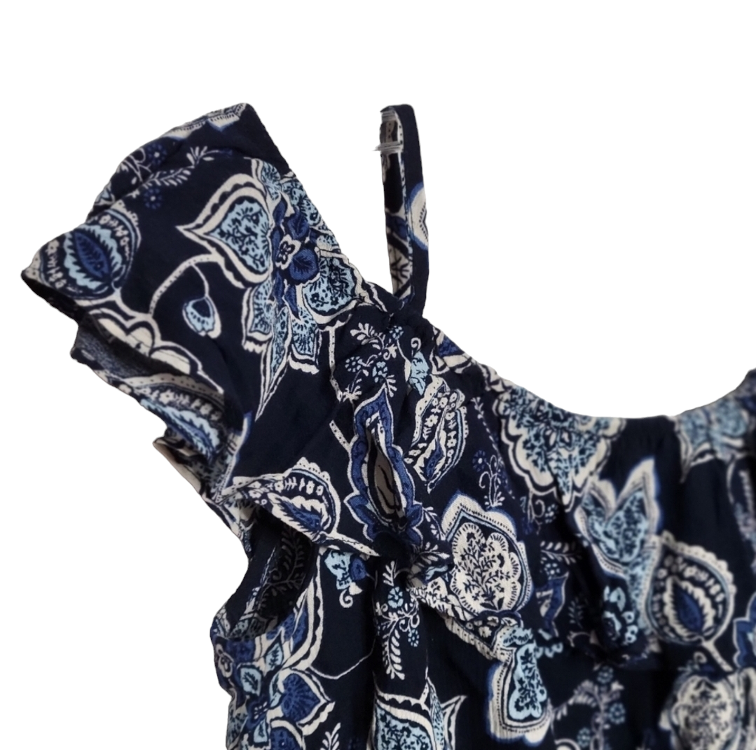 Aqua Off Shoulder Blue Crop Top with Ruffles image indicator(3)