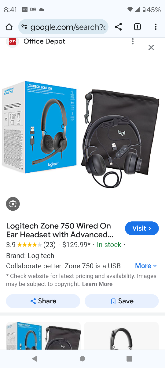 Logitech Zone 750 Wired Headphones