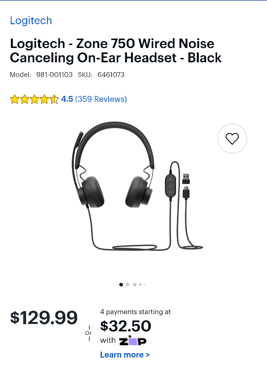 Logitech Zone 750 Wired Headphones - photo 2