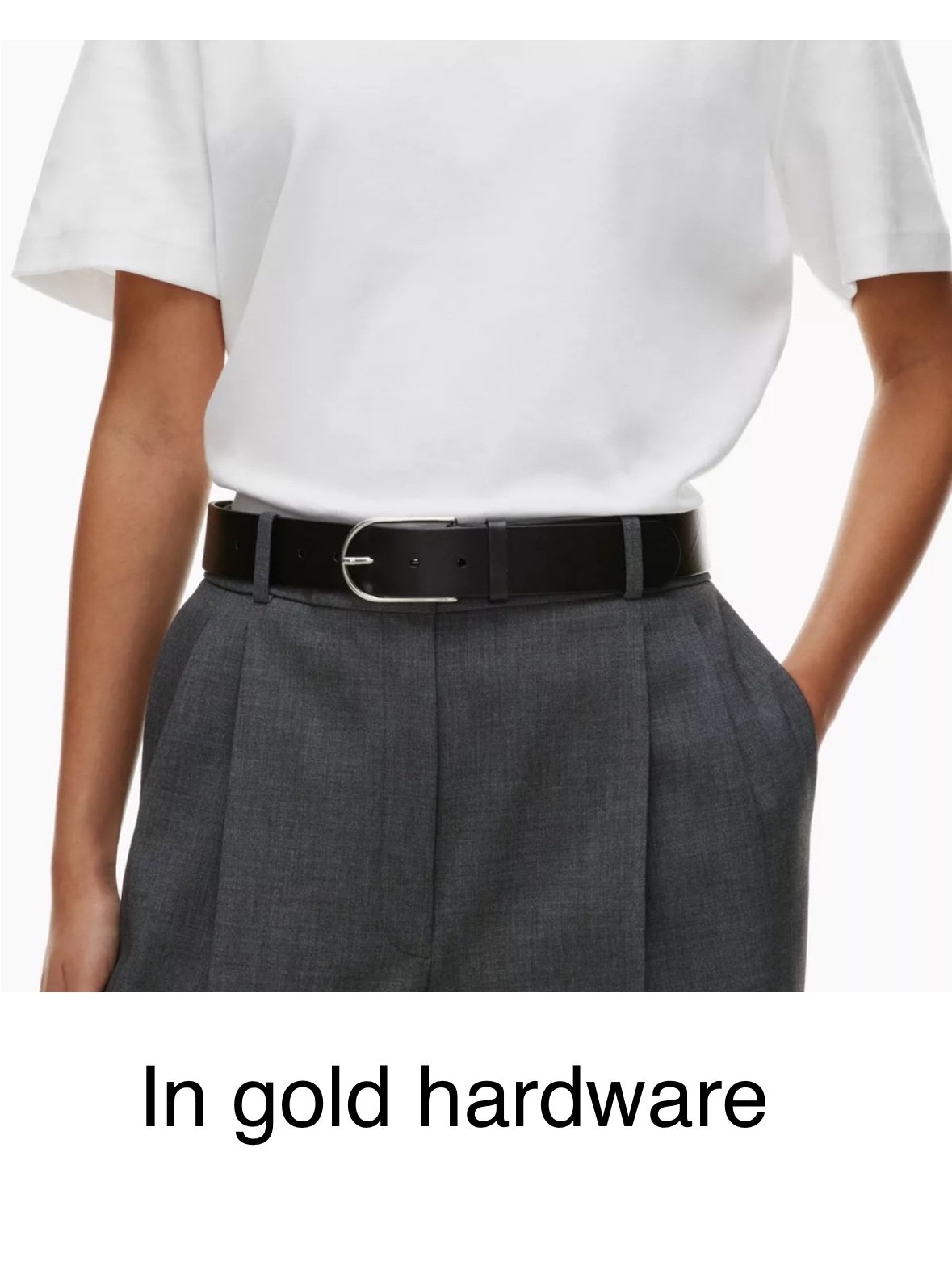 auxiliary black classic belt with gold buckle thumbnail
