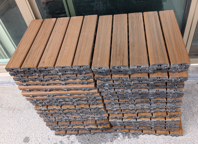 Balcony Tiles, Honey Teak. 36 sq. ft coverage, 36 tiles total.