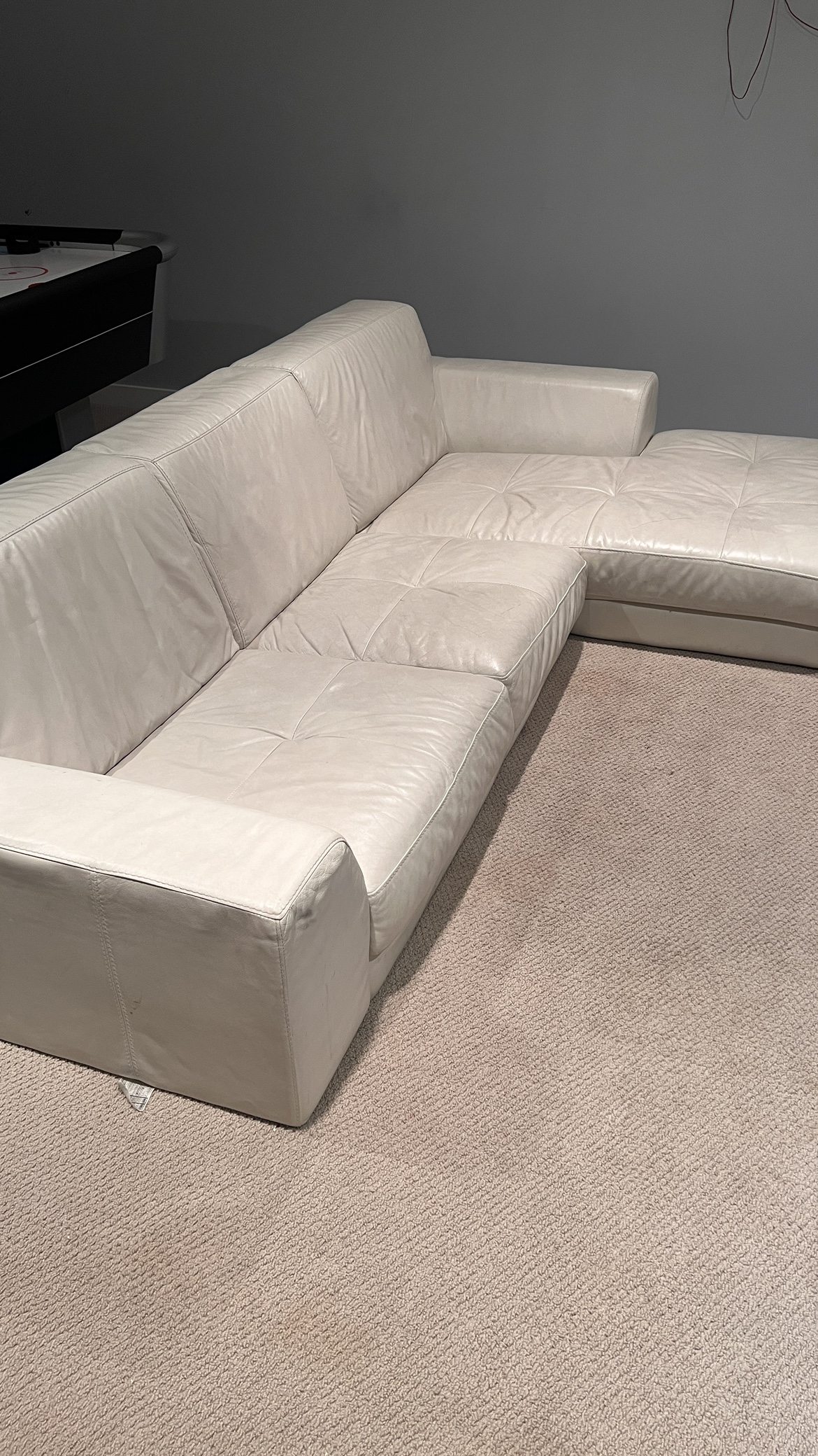 White leather sectional