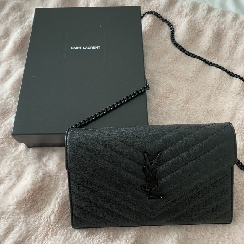 Saint Laurent Cassandre Leather Wallet-on-Chain