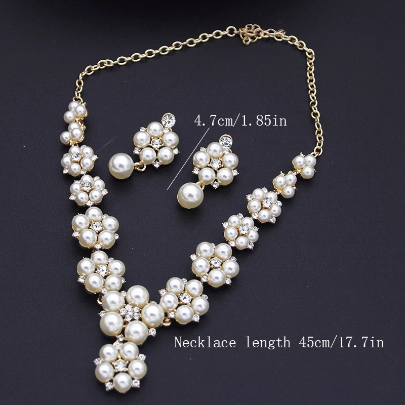 Attractive 5 petals pearl crystal flower jewelry set - photo 4