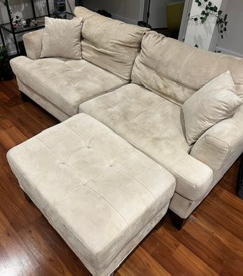 Beige couch and ottoman - photo 3