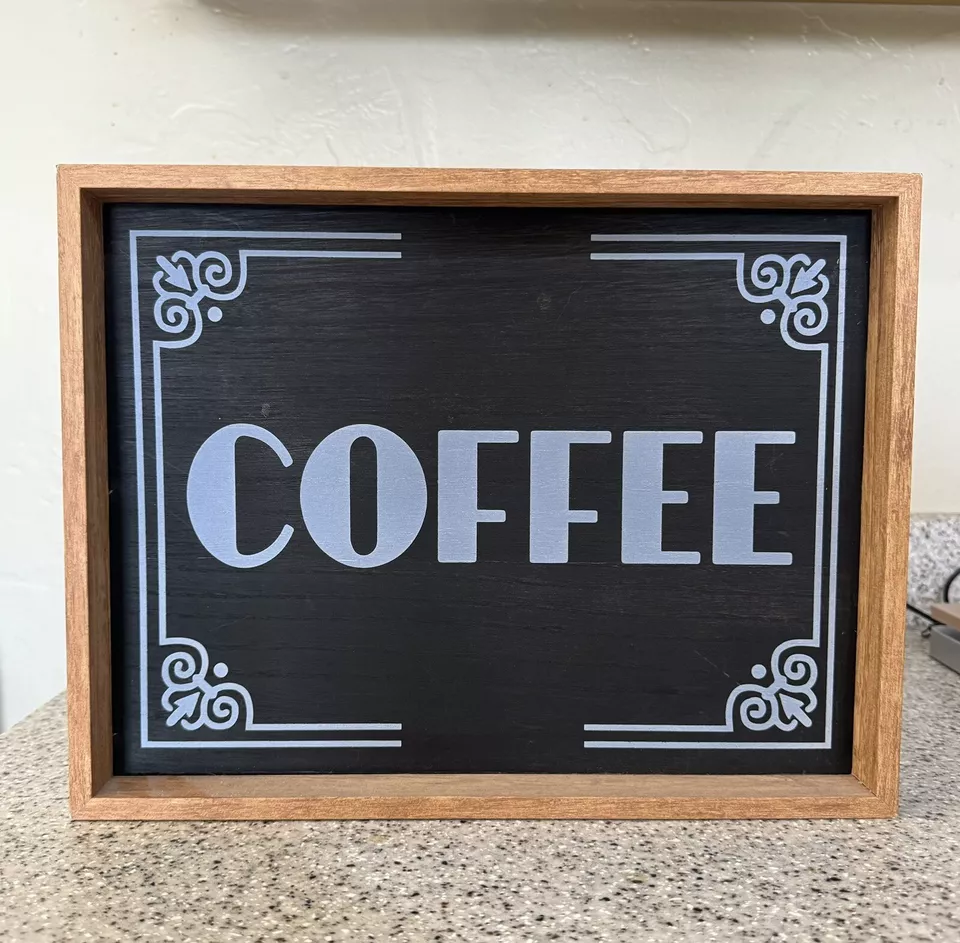 Wooden coffee sign and home decor