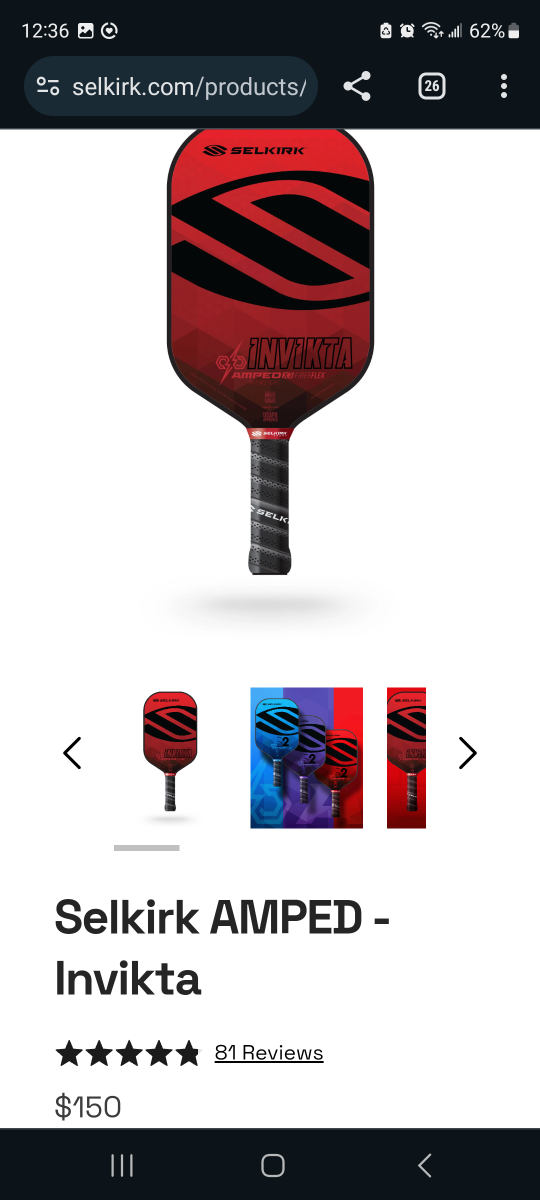 Selkirk AMPED - Invikta pickleball paddle thumbnail