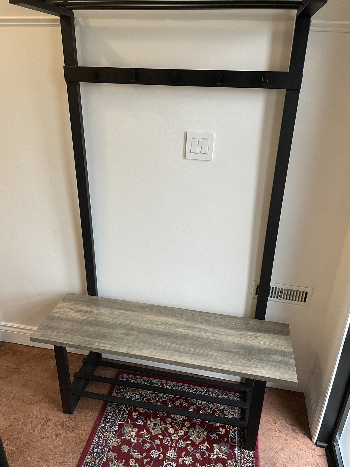 Hall bench with hooks and upper shelf - photo 2