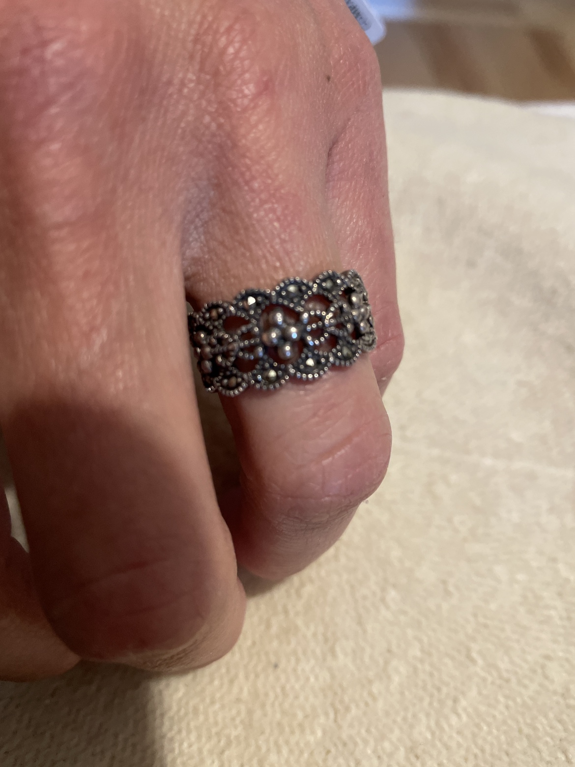 Silver ring with pyrite stones