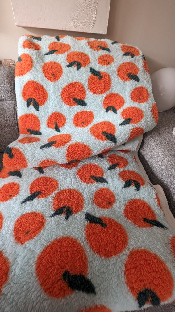 Fleece throw blanket with oranges