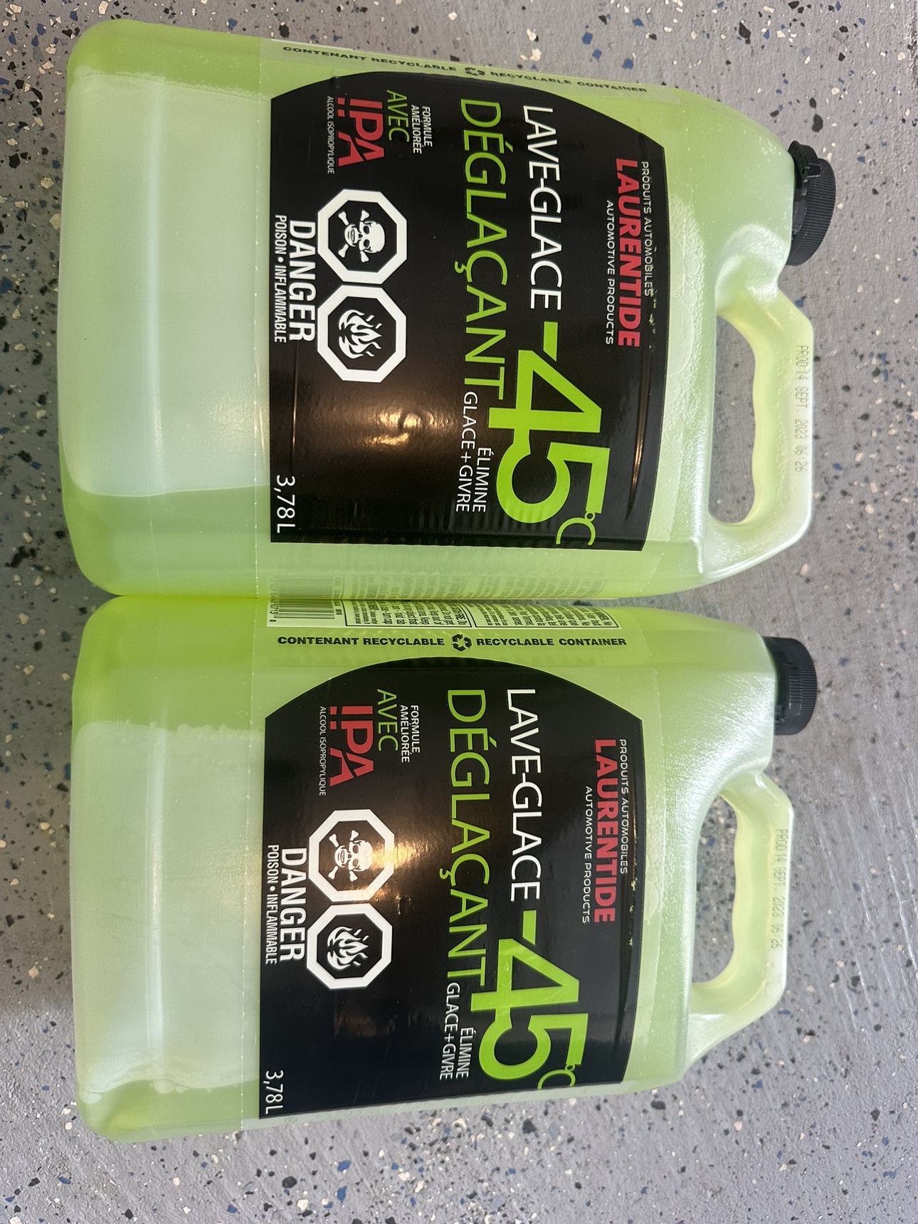 window washer fluid and toilet bowl cleaner