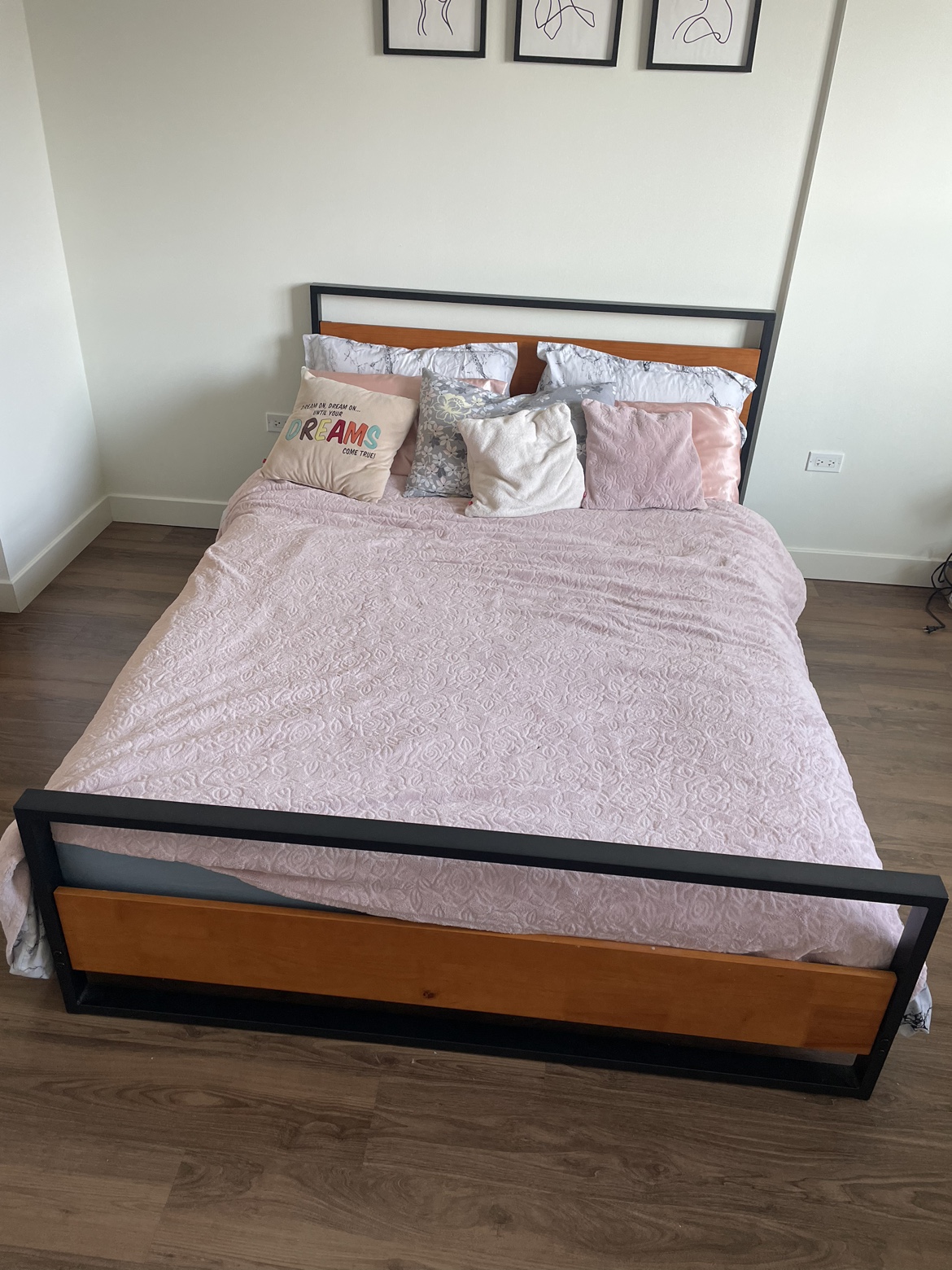 Large wooden bed frame