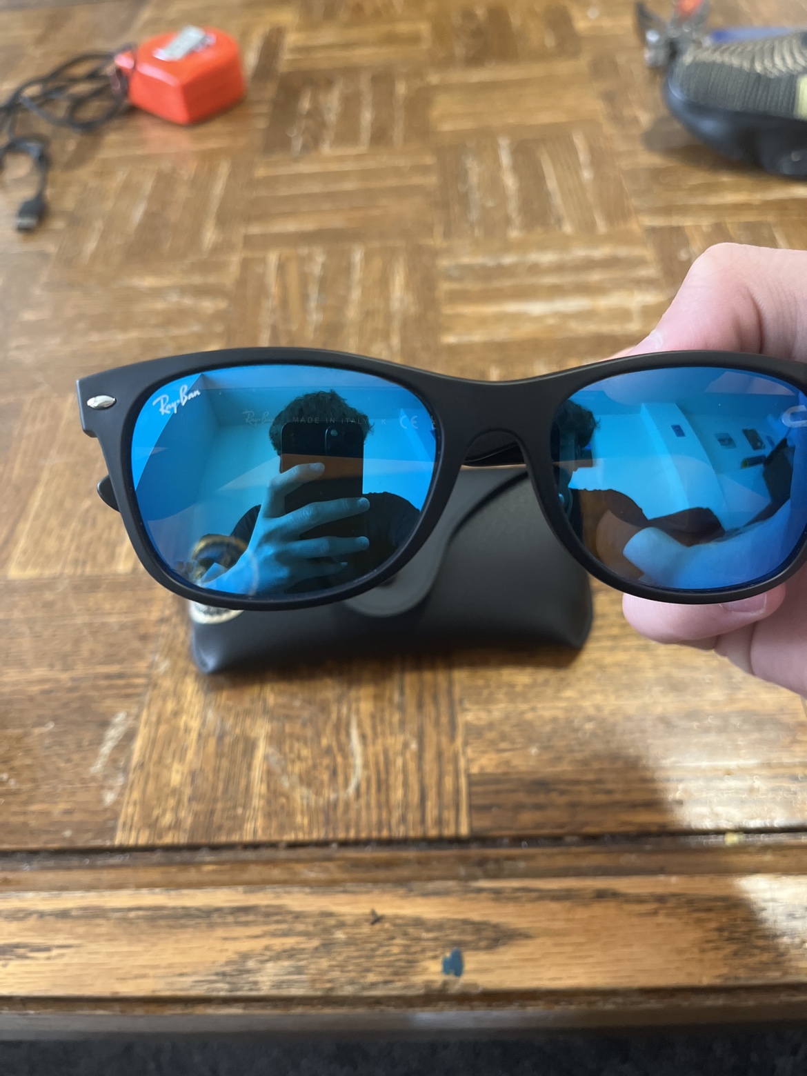 Ray ban custom blue design never worn brand new