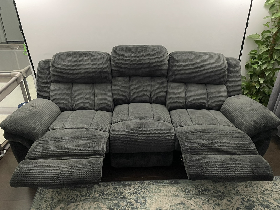 3-seater Celeste Manual Reclining Sofa - Grey - photo 2