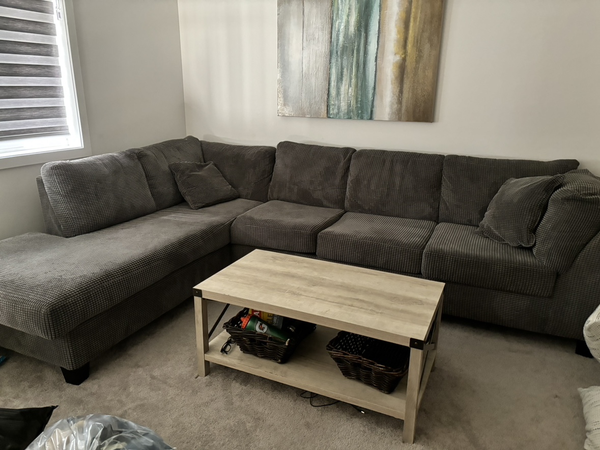 Grey sectional couch
