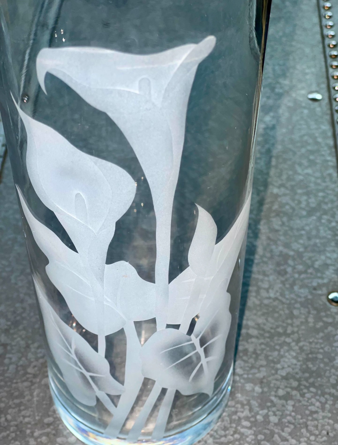 Glass Cylinder Vase With Lily Etchings - photo 5