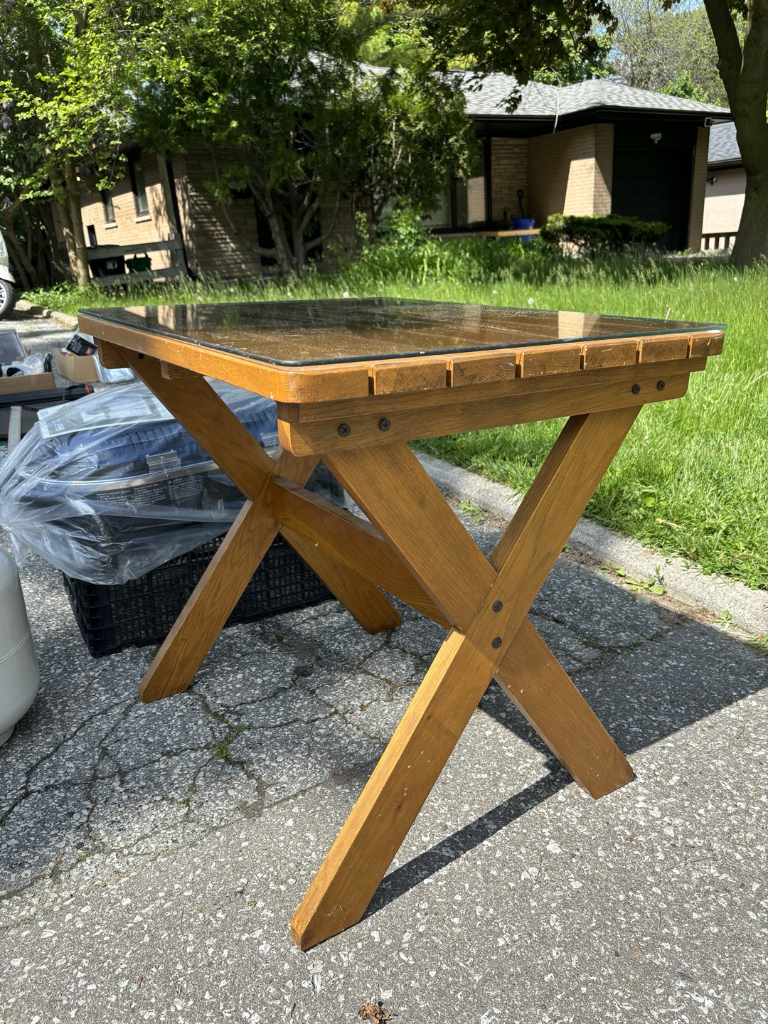 wooden table with glass top image indicator(2)
