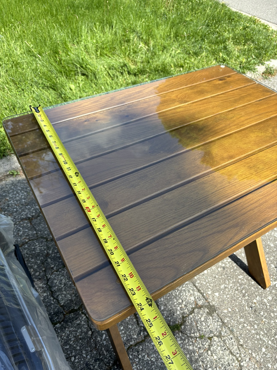 wooden table with glass top image indicator(3)