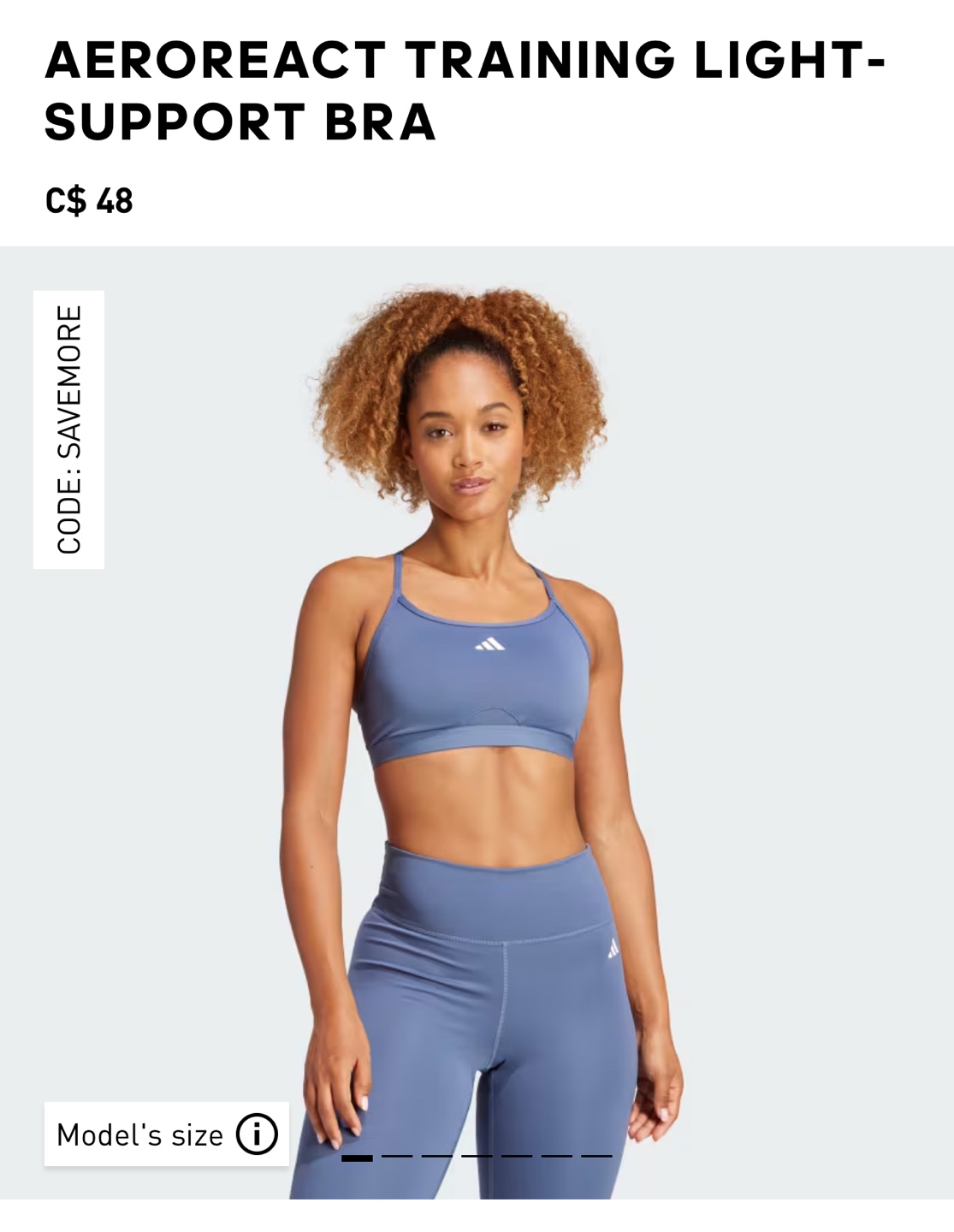 NWT Adidas Aeroreact Training Light Support Bra in White image indicator(8)