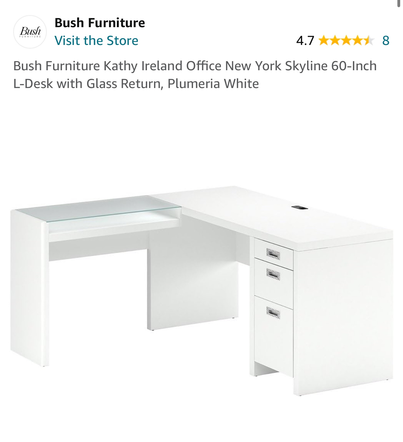White Wooden L-Shaped Executive Desk (paid $1130) - photo 2
