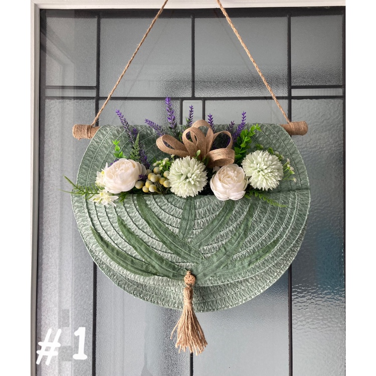 Reduced Price! Sisal door hangers with artificial flowers. thumbnail
