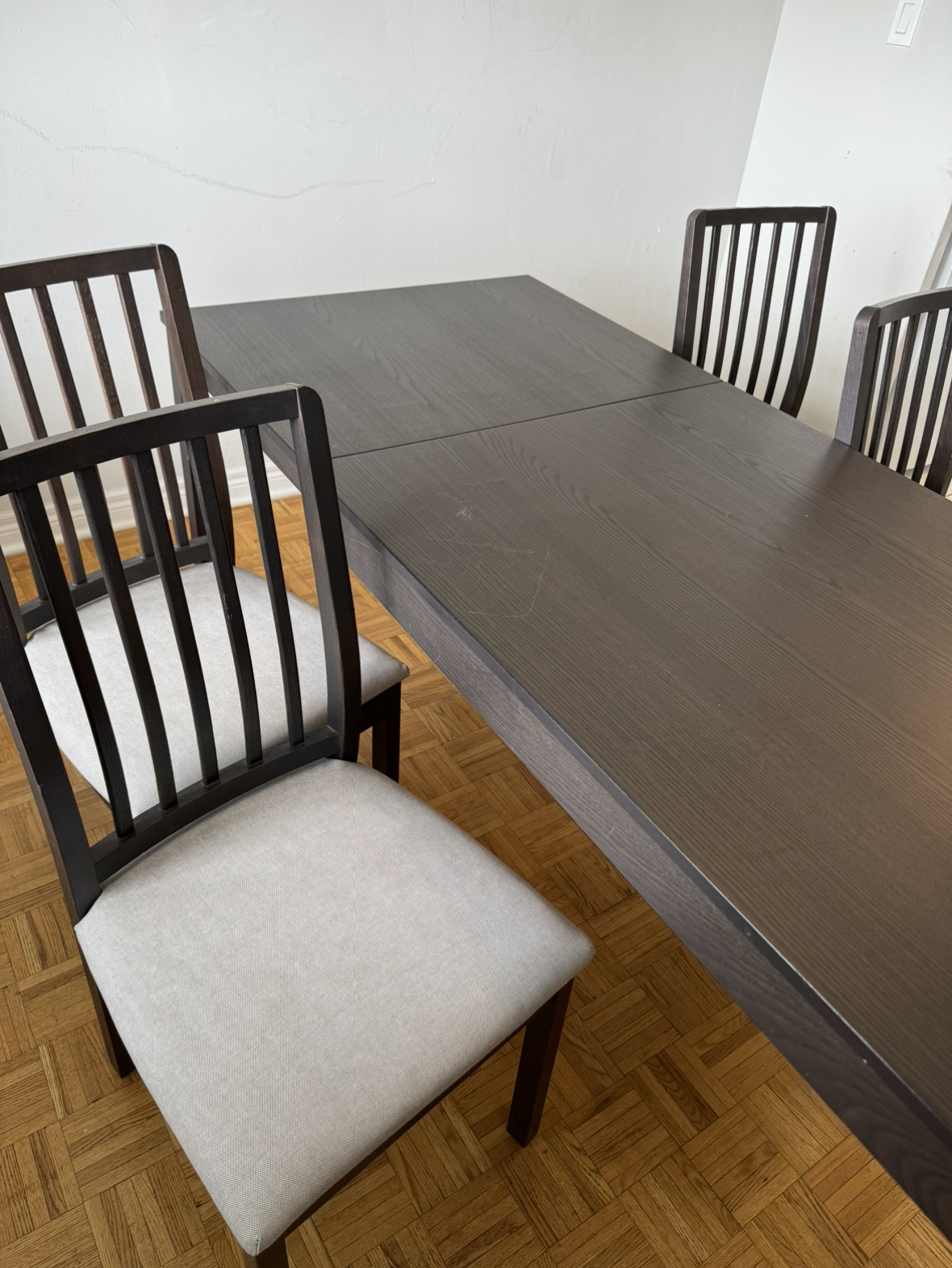 EKEDALEN Extendable table, dark brown, with 4 chairs - photo 4