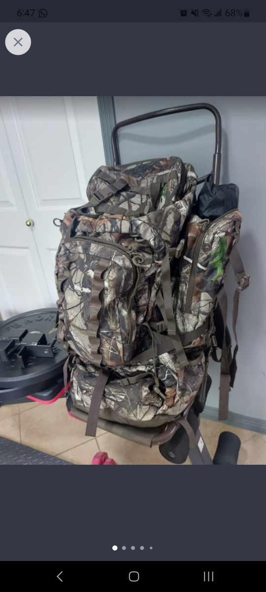 camo hunting / camping backpack. external frame
