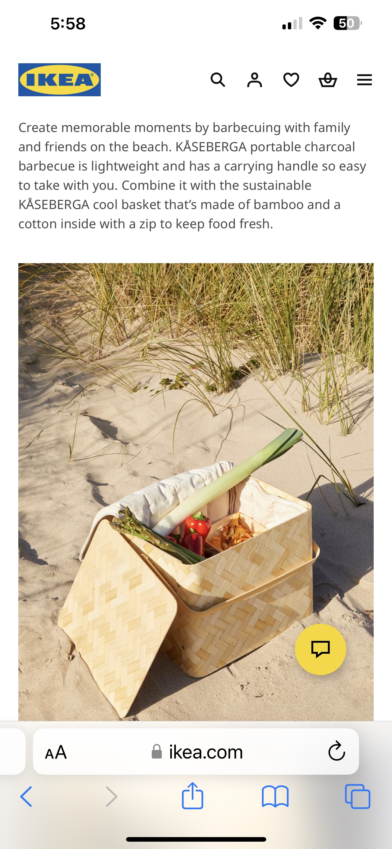 💘 IKEA Ltd Edition Bamboo Picnic Basket w/liner image indicator(7)