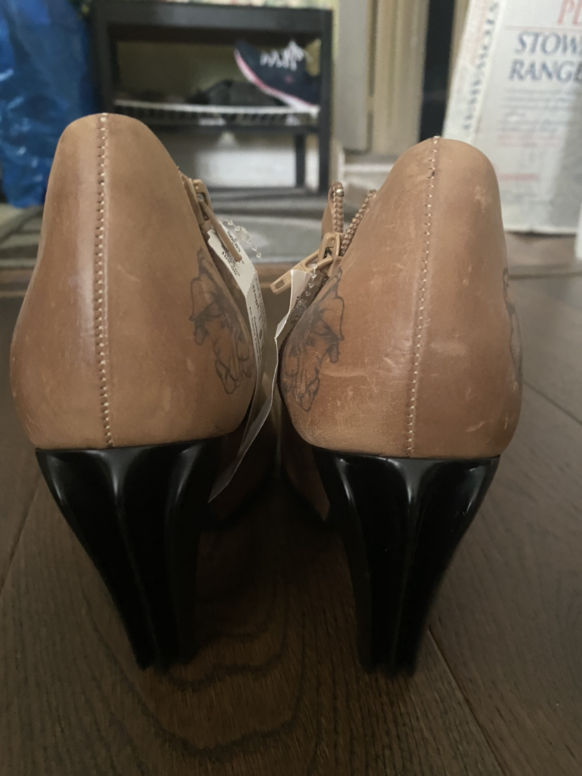 John Fluevog Brown Floral Ankle Boots 4 Inch Heels. image indicator(3)