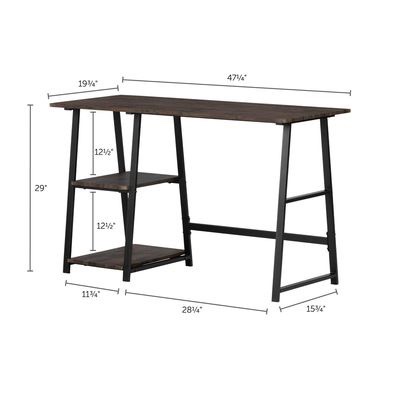 Black metal and wood desk