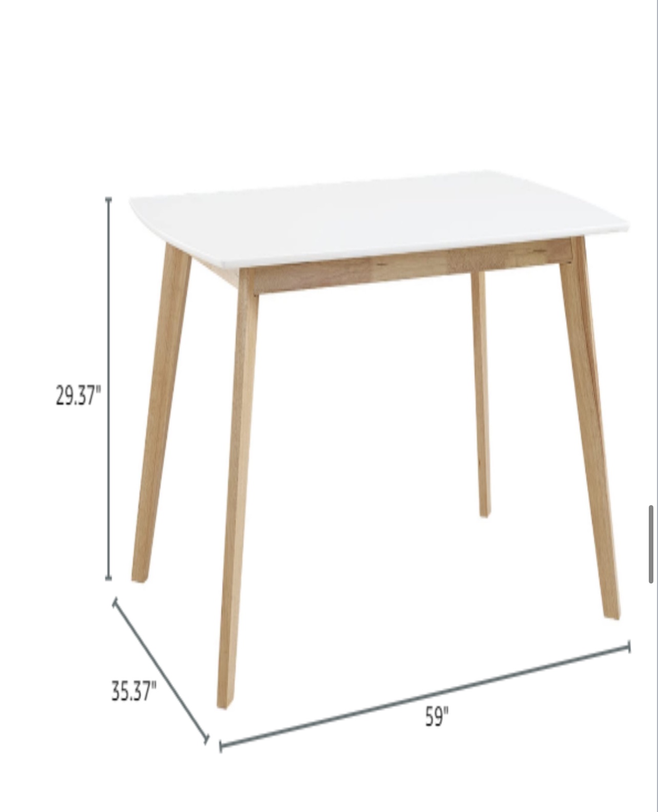 Walker Edison Mid Century Modern Wood Table Dining Room Kitchen - photo 3