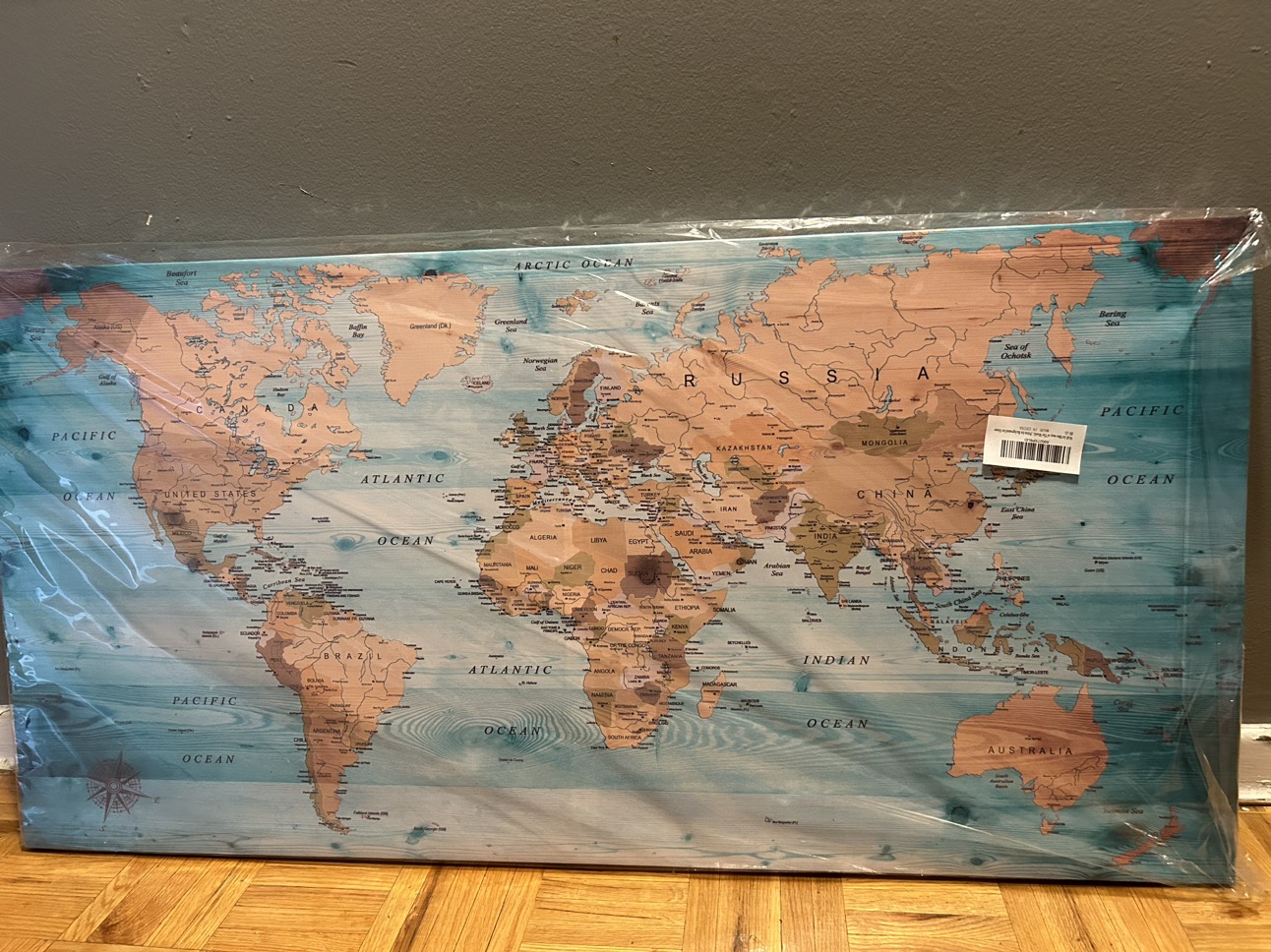 Brand New World Map Canvas Wall Art (20”H x 4”W) thumbnail