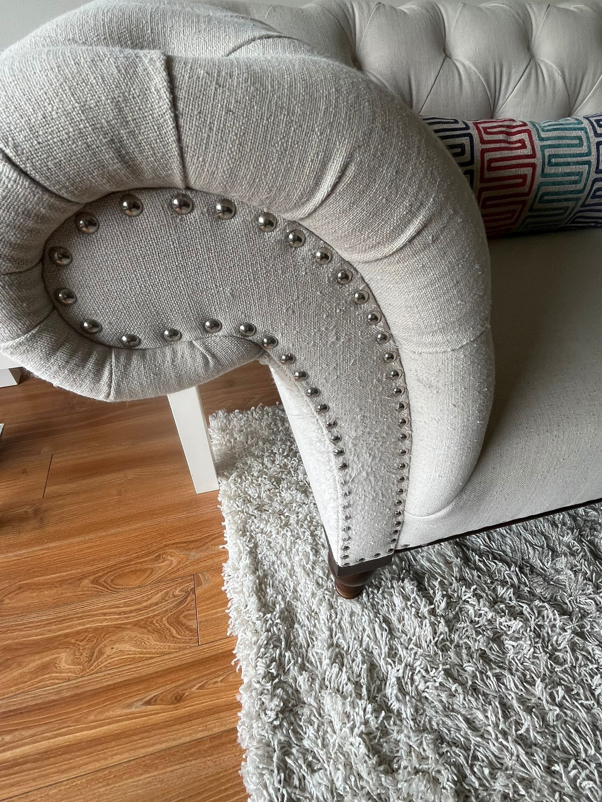 Beige Roll Armed Sofa (Original Price $800+ tax) - photo 3