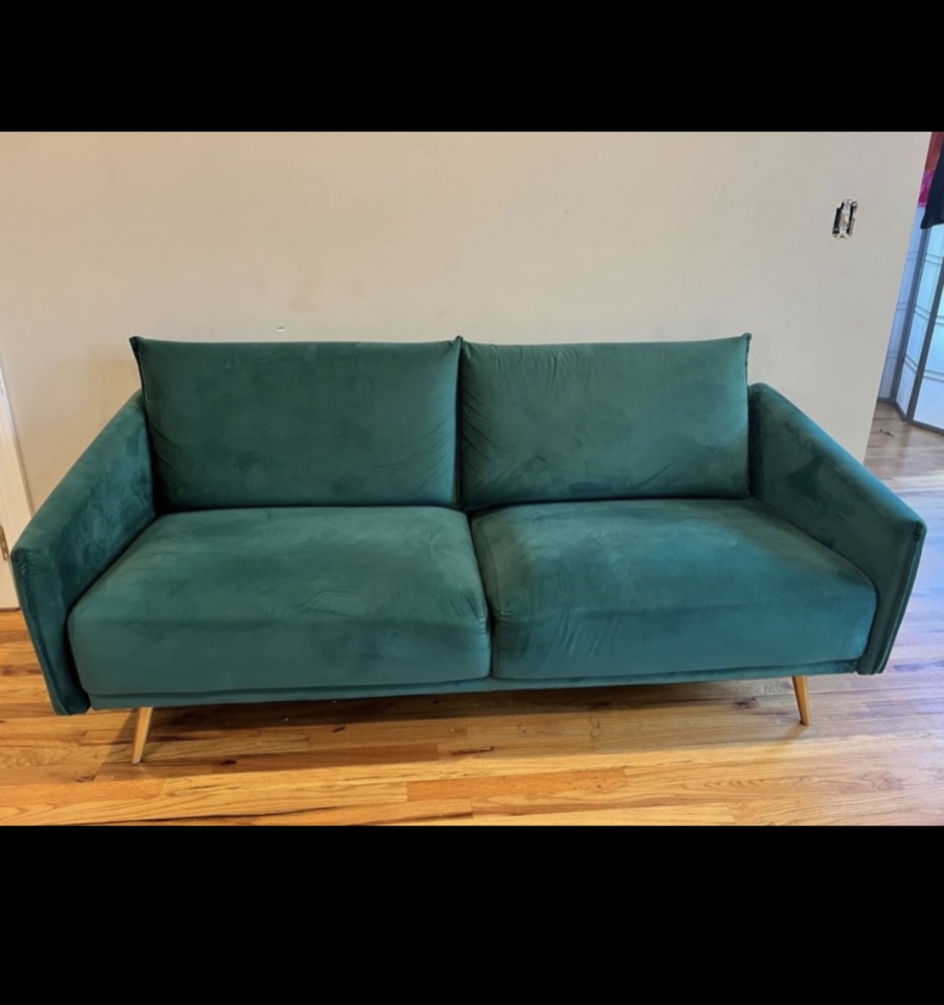 Green velvet loveseat