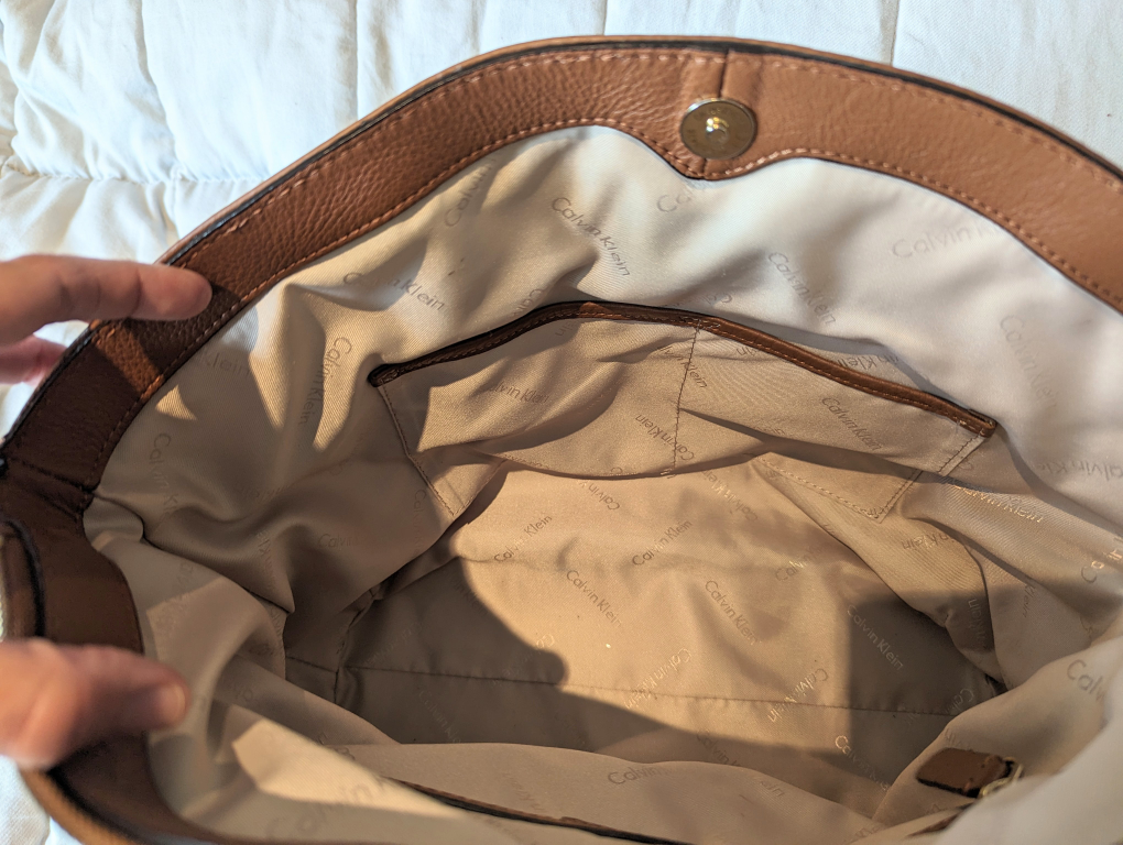 Like New Calvin Klein Leather Satchel/Crossbody image indicator(3)