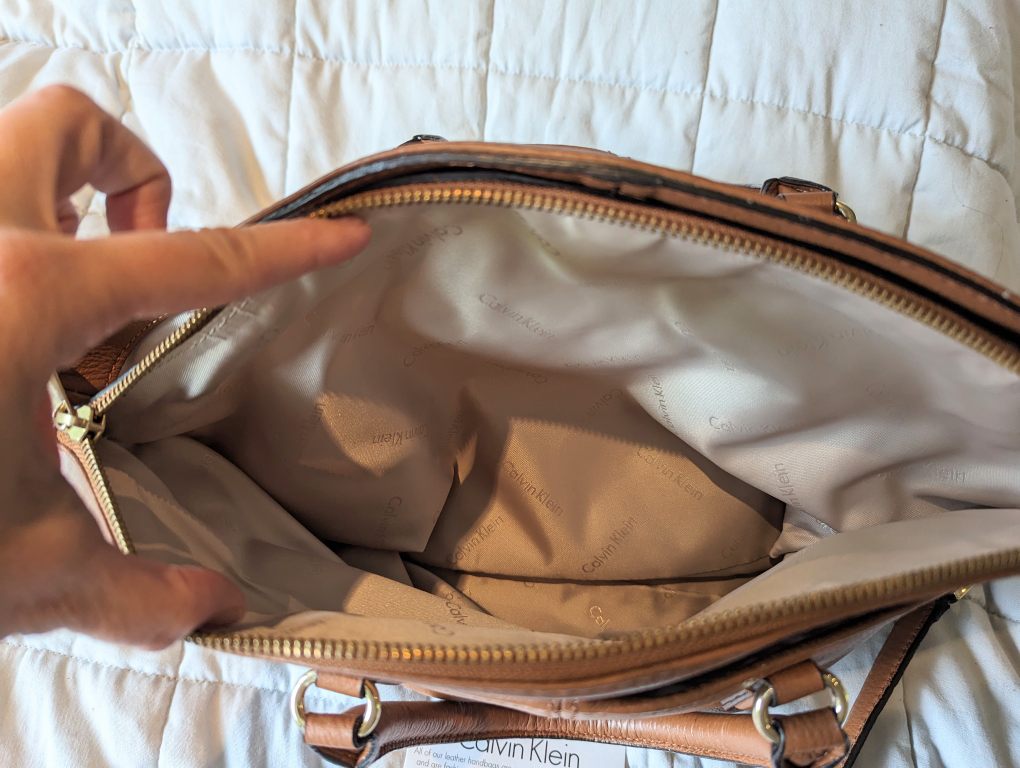 Like New Calvin Klein Leather Satchel/Crossbody image indicator(4)