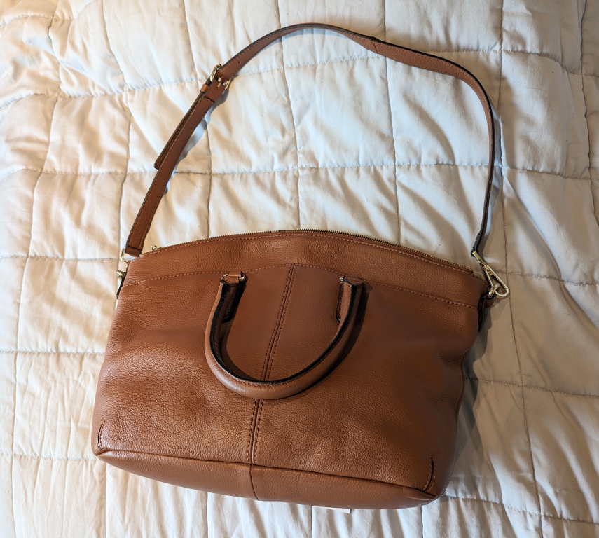 Like New Calvin Klein Leather Satchel/Crossbody image indicator(6)