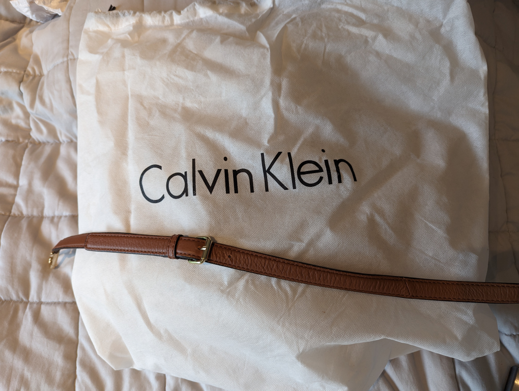 Like New Calvin Klein Leather Satchel/Crossbody image indicator(8)