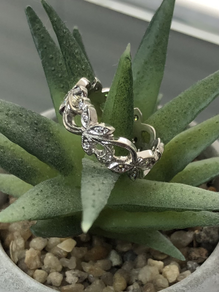Custom hand crafted 14kt white gold band - photo 2