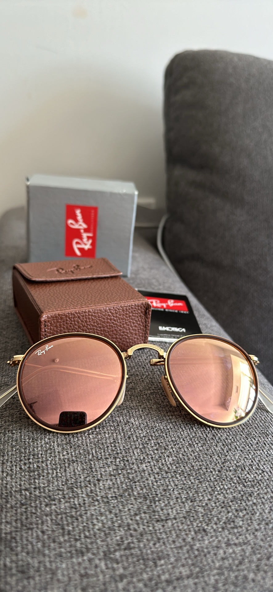 Brand new unique vintage Ray-ban rose gold foldable sunglasses - photo 2