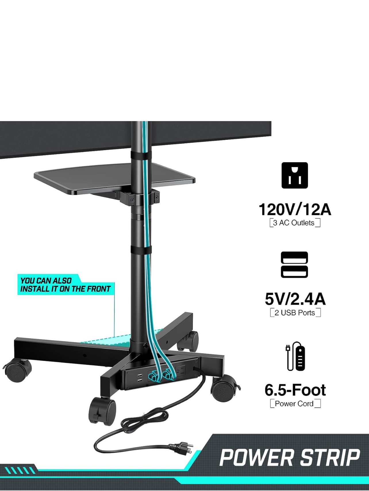 Movable TV cart with Power Outlet - photo 4