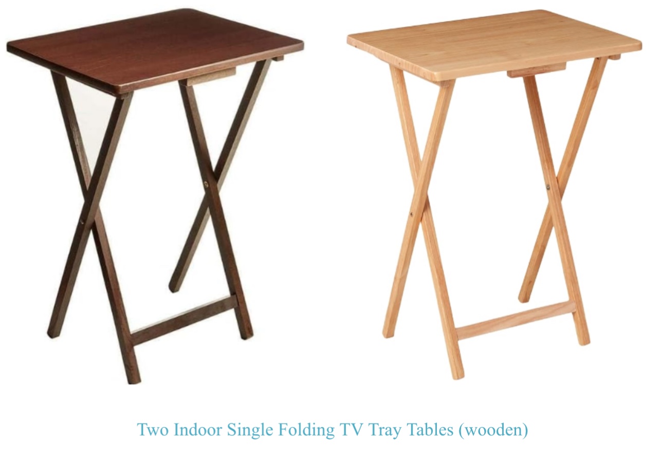 two indoor single folding tv tray tables