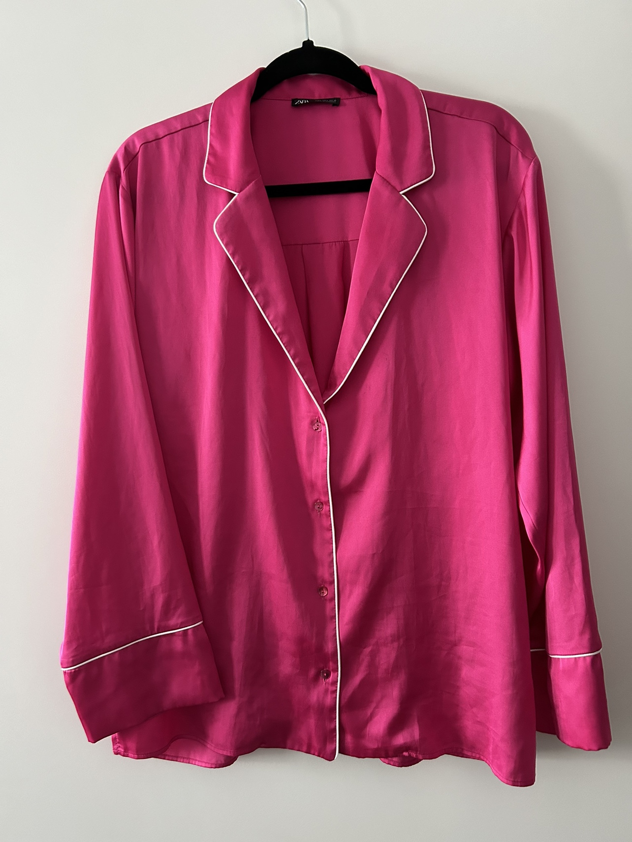 Zara pink silk shirt - size L thumbnail