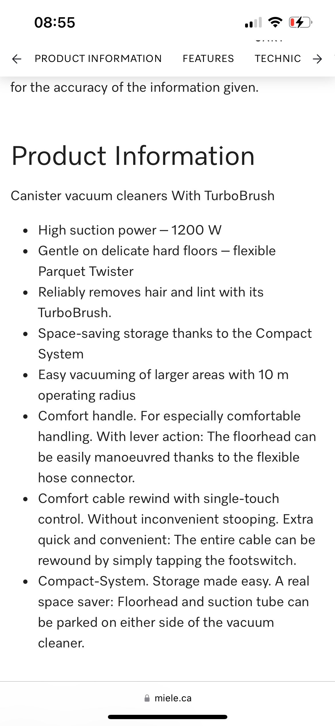 Miele C2 canister vacuum image indicator(3)
