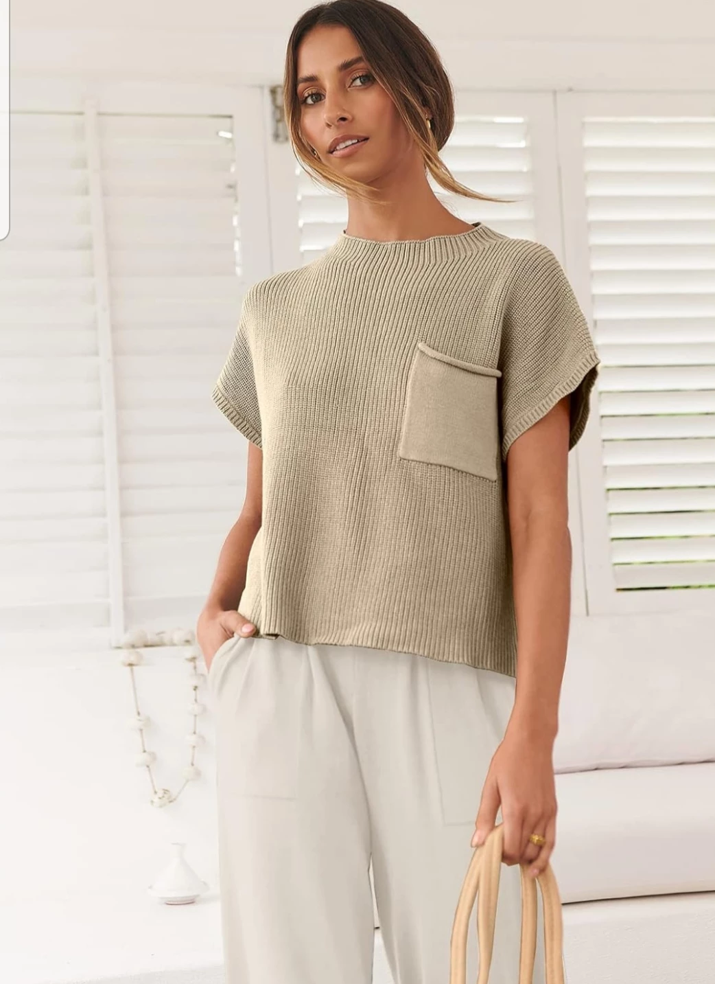 2 Piece Outfit Knit Sweater Top and High Waisted Pants Lounge image indicator(7)