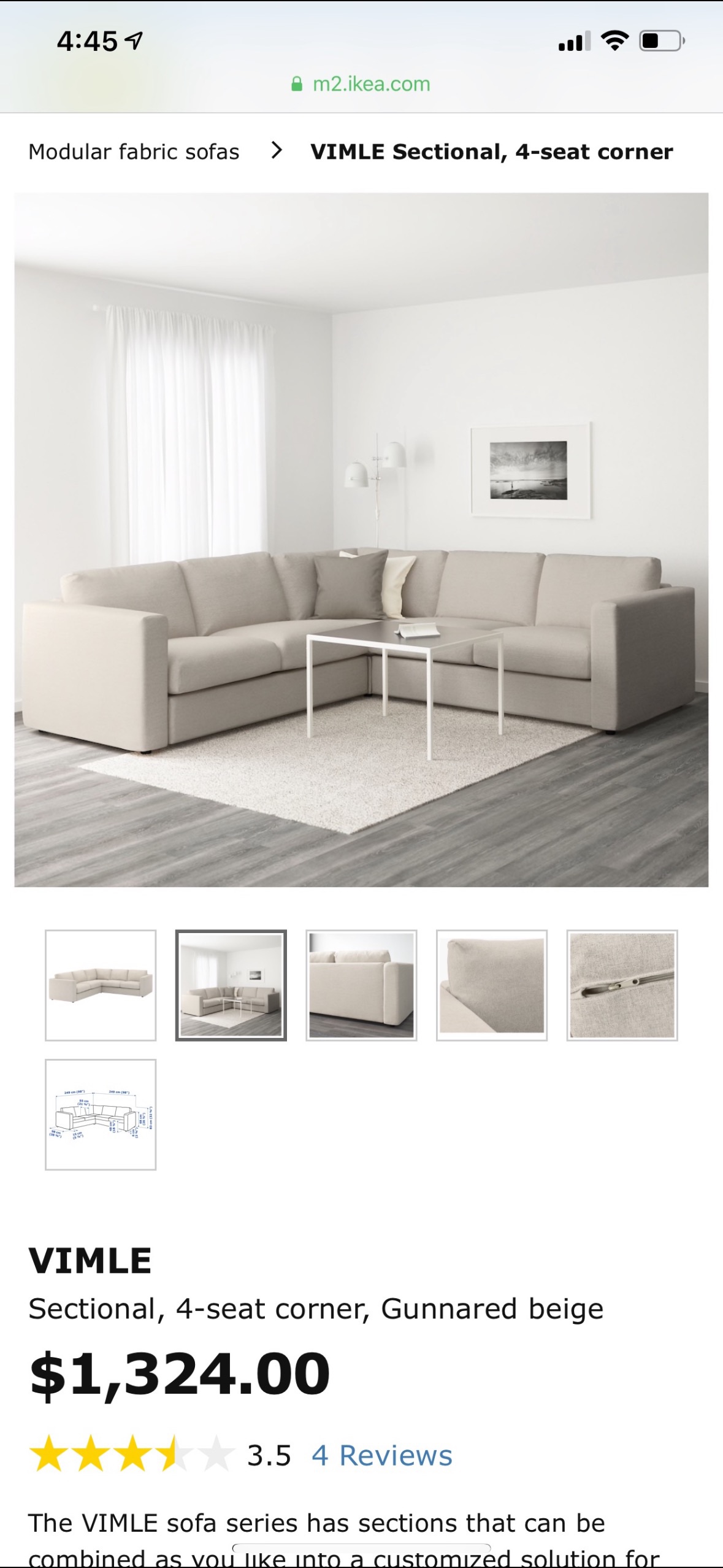 IKEA vimle corner 4 seater - photo 3